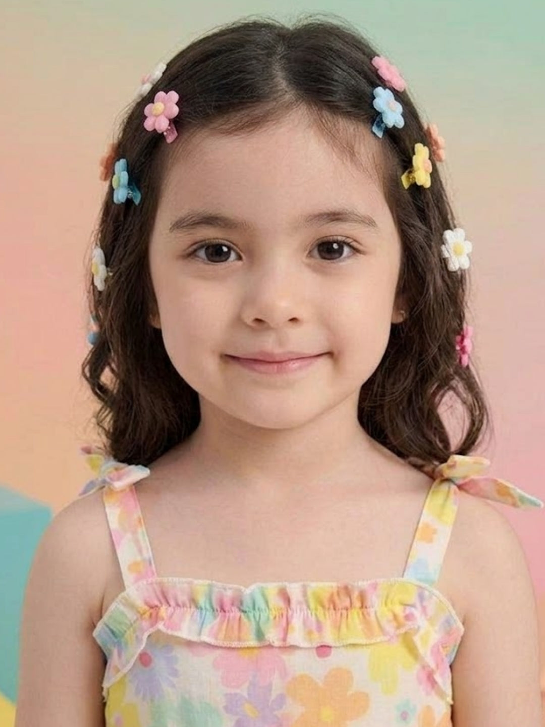 Girls Multicolor Floral Tiered Dress | Sleeveless Cotton Summer Party Dress for Kids (1–8 Years)