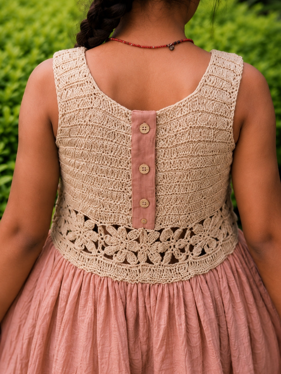 Girls Crochet Bodice Cotton Dress | Sleeveless Summer Dress | Boho Casual Dress for Girls | Soft Cotton Outfit