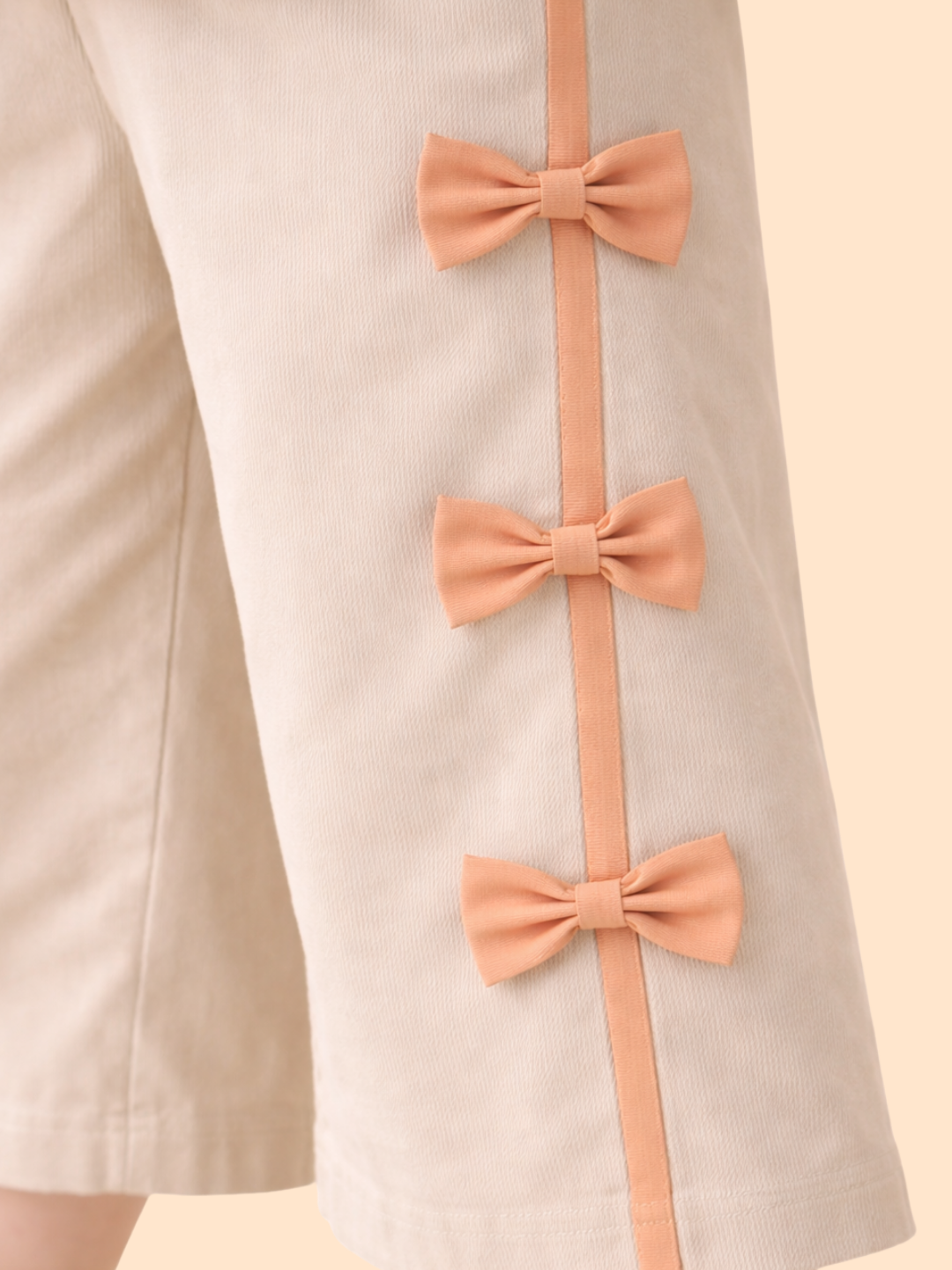 Girls Beige Co-Ord Set with Bow Detail | Stylish Top & Pant Outfit (2-10 Years)