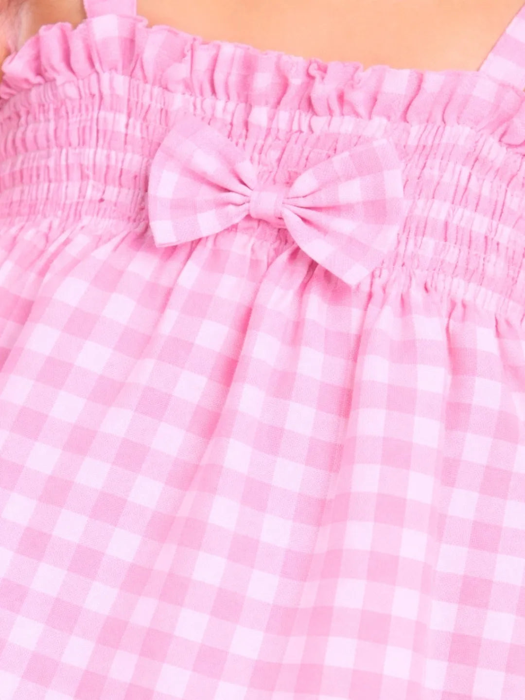 Girls Pink Checkered Co-ord Set | Sleeveless Top & Pants Outfit for Kids (2-6 Years)