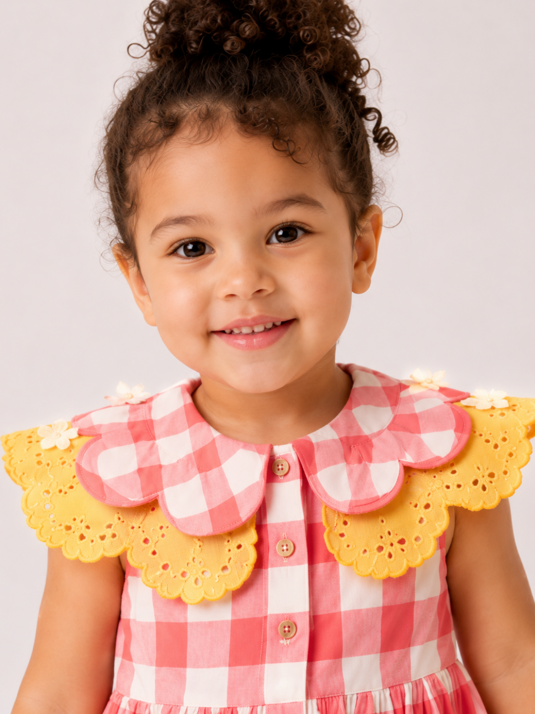 Toddler Girls Pink Gingham Cotton Dress | Scalloped Collar Sleeveless Casual Party Dress for Kids (2–8 Years)