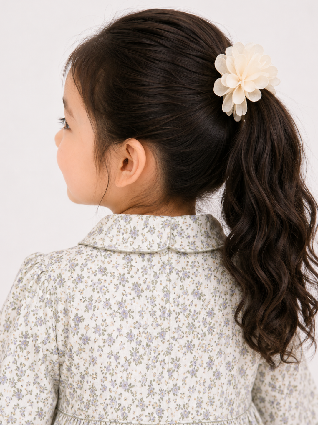 Toddler Girls Sage Floral Button-Front Dress with Long Sleeves | Vintage Cotton Ruffle Dress for Kids (2–8 Years)