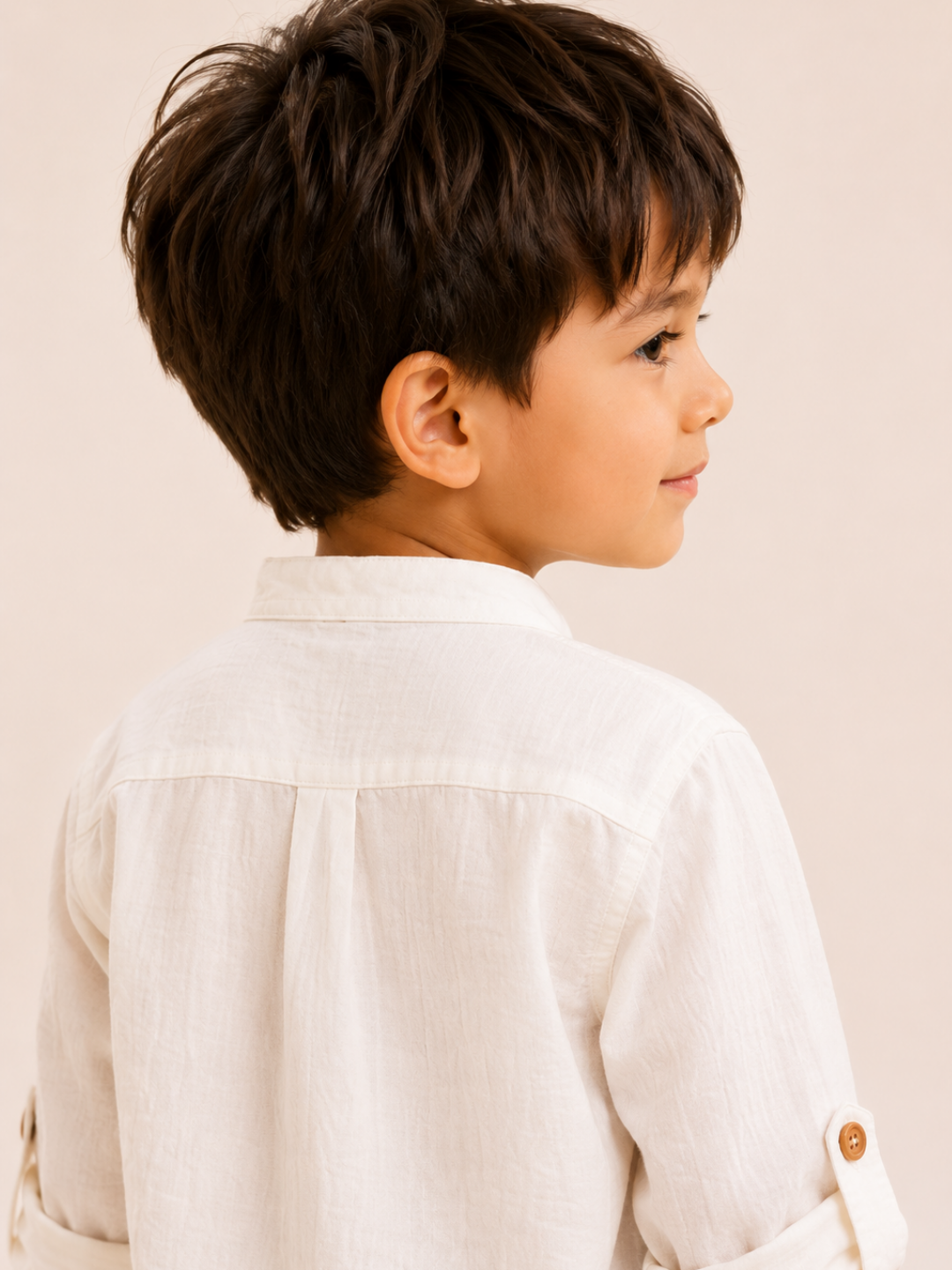 Toddler Boys White Mandarin Collar Shirt with Rust Cotton Pants | Linen Look Summer Co-Ord Set for Kids (2–12 Years)