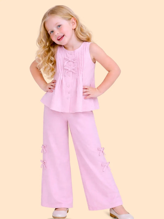 Girls Pink Co-ord Set | Sleeveless Top & Wide Leg Pants Outfit for Kids (2-6 Years)