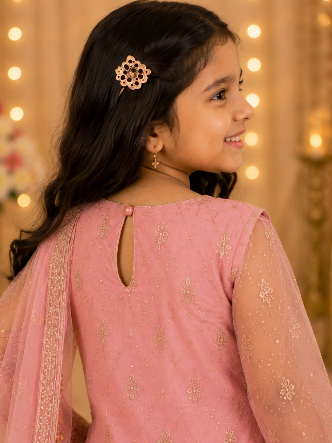 Girls Pink Embroidered Kurta Sharara Set with Dupatta | Kids Ethnic Party Wear Suit | Festive Traditional Dress for Girls (1–8 Years)