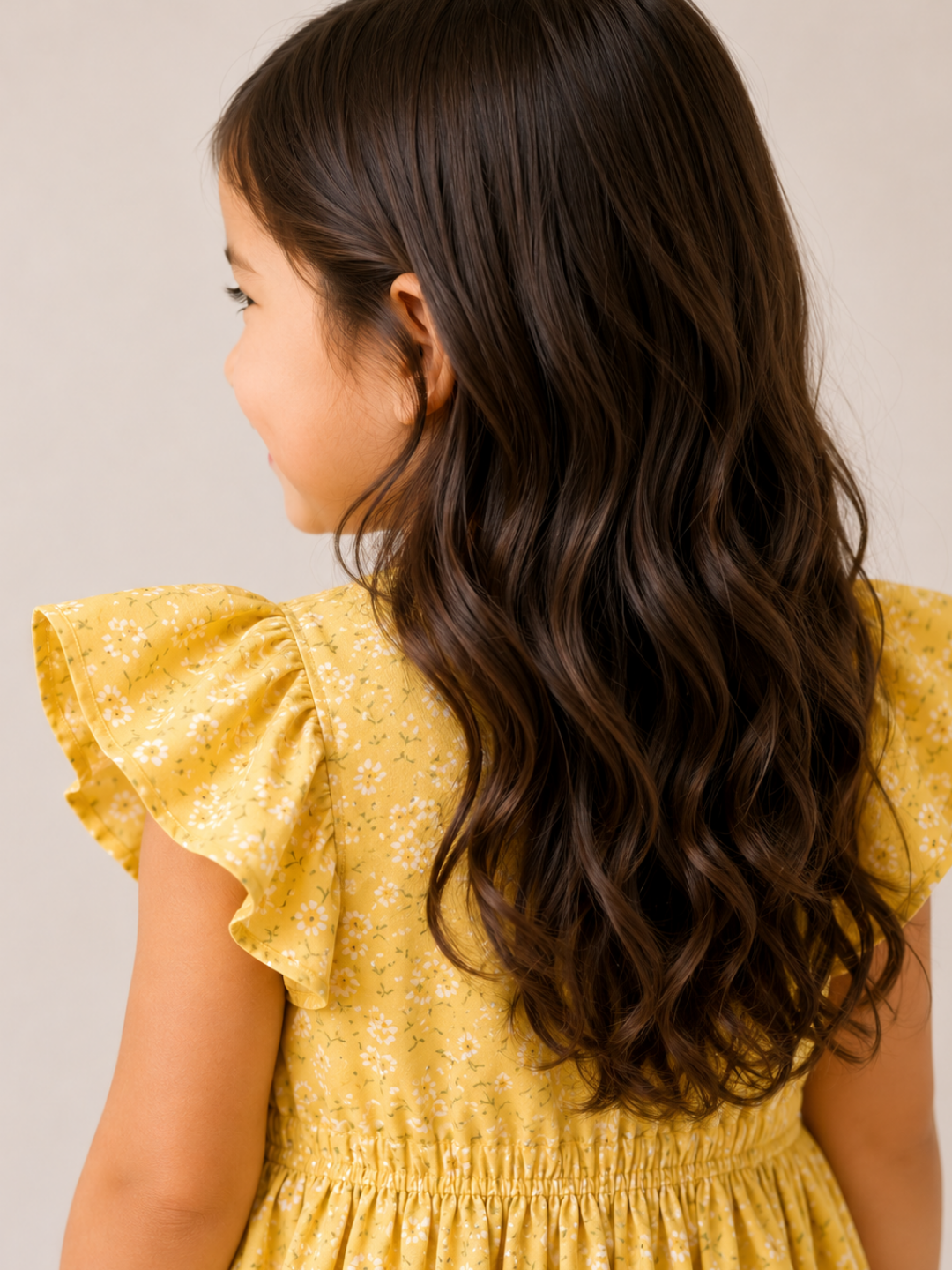 Girls Yellow Floral Print Ruffle Dress | Cotton Party Frock for Toddlers & Kids (1โ5 Years)