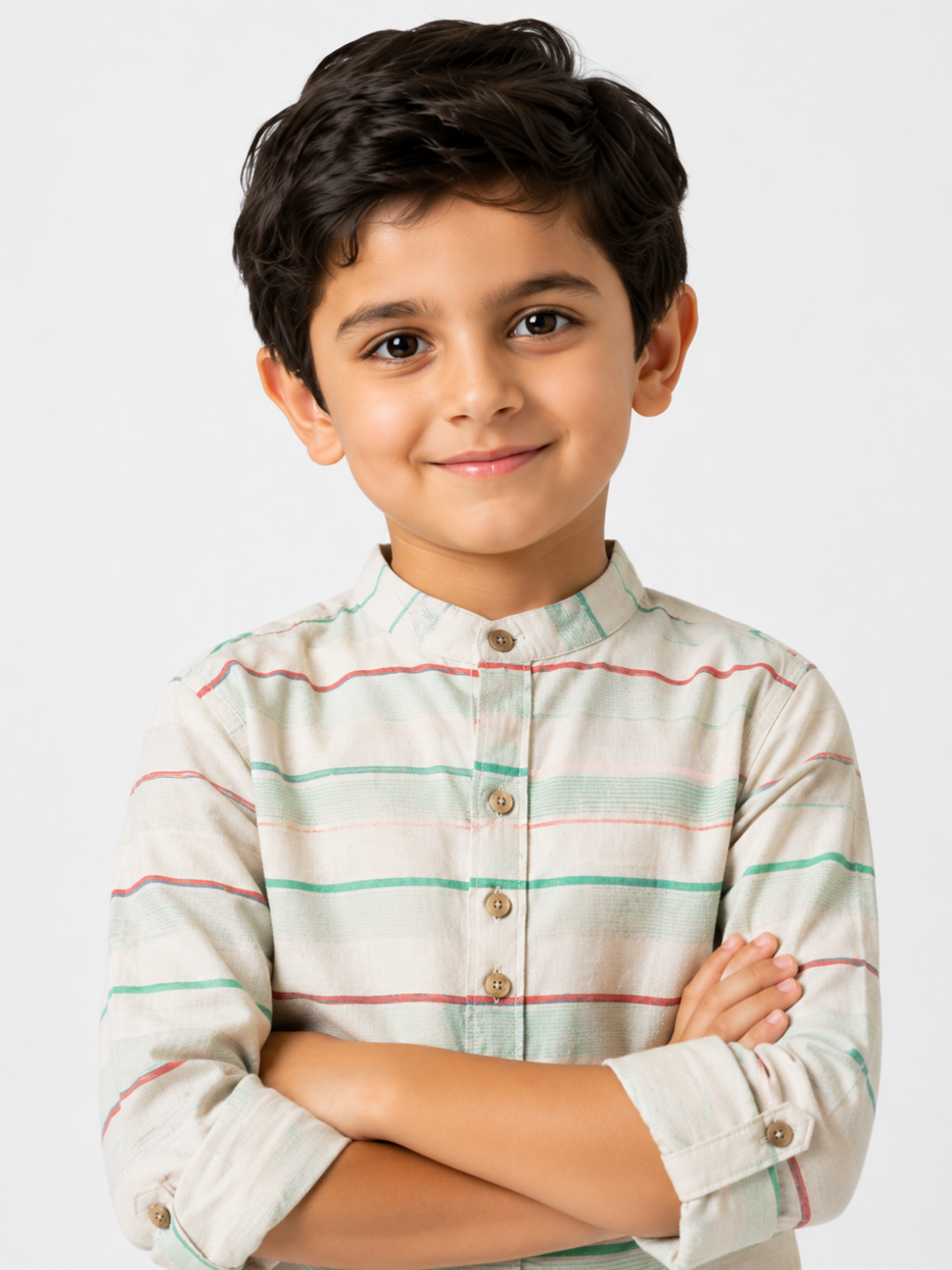 Boys Striped Cotton Shirt with Maroon Shorts Set | Stylish Summer Co-Ord Outfit for Toddlers & Kids (2–8 Years)