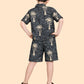 Boys Black Palm Print Co-ord Set | Half Sleeve Shirt & Shorts Summer Outfit (2-6 Years)