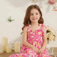 Girls Pink Floral Printed Tiered Maxi Dress | Sleeveless Summer Casual Party Dress for Kids (1–8 Years)