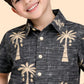 Boys Black Palm Print Co-ord Set | Half Sleeve Shirt & Shorts Summer Outfit (2-6 Years)