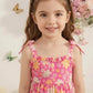 Girls Pink Floral Printed Tiered Maxi Dress | Sleeveless Summer Casual Party Dress for Kids (1–8 Years)