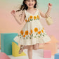 Girls Cream Sunflower Printed A-Line Dress | Sleeveless Cotton Summer Casual Party Dress for Kids (1–8 Years)