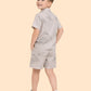 Boys Beige Printed Co-ord Set | Half Sleeve Shirt & Shorts Minimal Summer Outfit (2-6 Years)