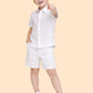 Boys Classic White Co-ord Set | Half Sleeve Shirt & Shorts Summer Outfit (2-6 Years)