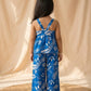 Girls Blue Tropical Leaf Print Co-Ord Set | Sleeveless Top & Wide Leg Palazzo Pants | Casual Summer Outfit for Kids (1–8 Years)