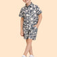 Boys Grey Printed Co-ord Set | Geometric Shirt & Shorts Summer Outfit (2-6 Years)