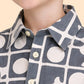 Boys Grey Printed Co-ord Set | Geometric Shirt & Shorts Summer Outfit (2-6 Years)