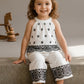 Girls White & Black Embroidered Co-Ord Set | Sleeveless Cotton Top with Wide Leg Palazzo Pants for Kids (1–8 Years)
