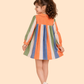 Girls Multicolor Striped Dress | Long Sleeve Cotton Casual Party Dress (2-6 Years)