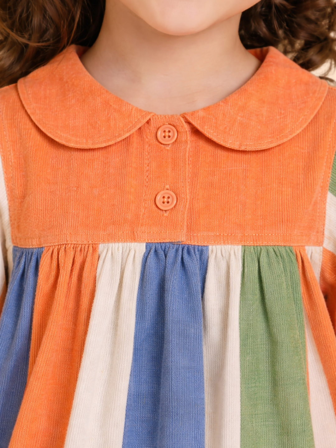 Girls Multicolor Striped Dress | Long Sleeve Cotton Casual Party Dress (2-6 Years)