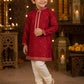 Boys Maroon Embroidered Kurta Pajama Set | Premium Festive Ethnic Wear for Kids | Wedding, Diwali & Party Outfit (1–8 Years)