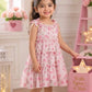 Girls Pink Floral Tiered Dress | Sleeveless Ruffle Cotton Summer Dress for Kids (1–8 Years)