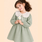 Girls Pastel Green Cotton Dress | Peter Pan Collar Casual Party Dress (2-6 Years)