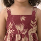 Girls Maroon Tropical Print Co-Ord Set | Sleeveless Cotton Top & Straight Pants Set for Kids (1–8 Years)