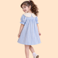 Girls Blue Striped Dress with Embroidered Collar | Elegant Cotton Party Dress (2-6 Years)