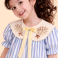 Girls Blue Striped Dress with Embroidered Collar | Elegant Cotton Party Dress (2-6 Years)