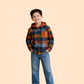 Boys Checked Hooded Shirt with Denim Jeans | Winter Casual Outfit Set (2-10 Years)