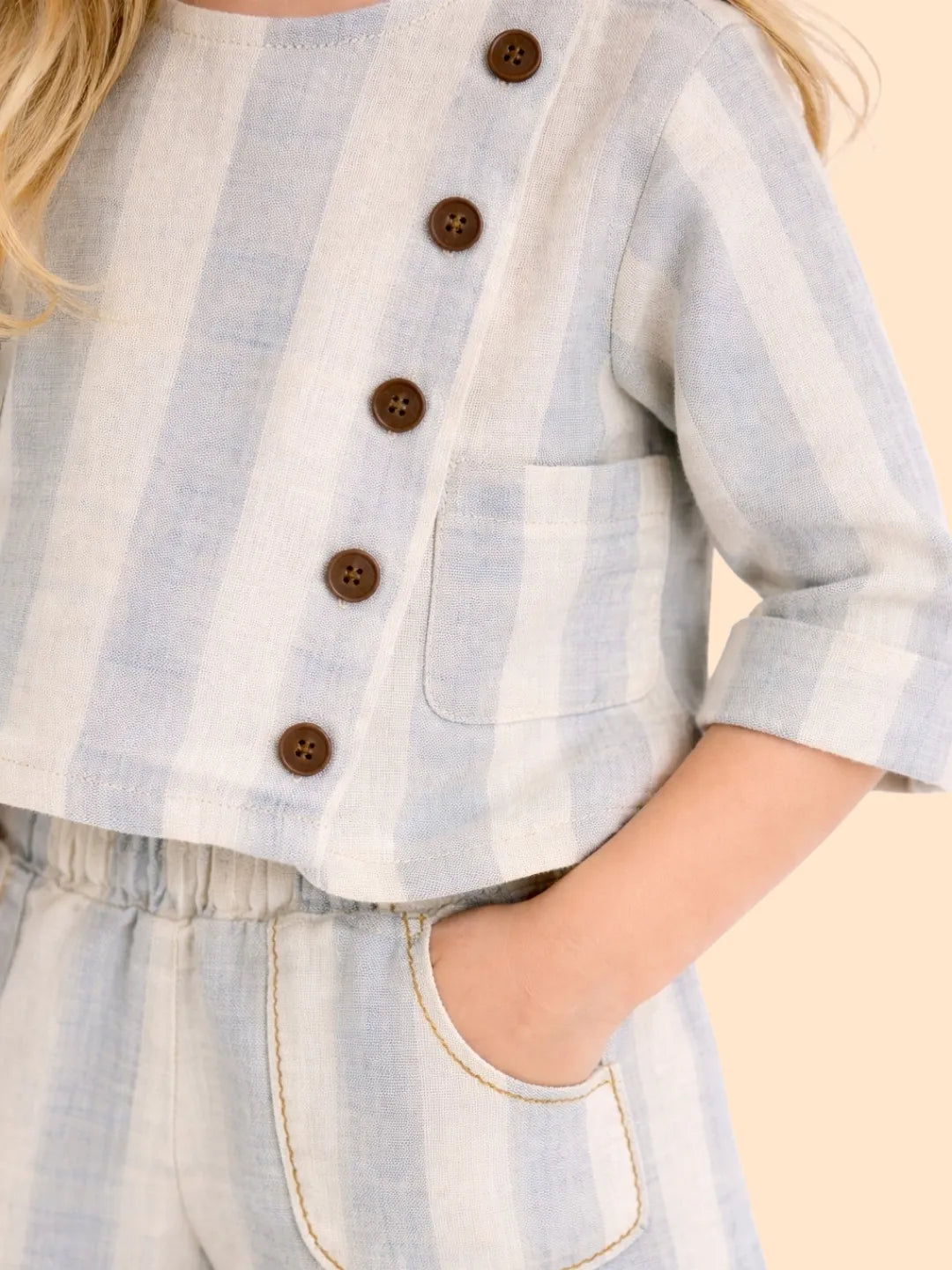 Girls Blue Striped Co-ord Set | Stylish Top & Shorts Outfit for Kids (2-6 Years)
