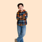 Boys Checked Hooded Shirt with Denim Jeans | Winter Casual Outfit Set (2-10 Years)