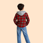 Boys Red Checked Hooded Shirt with Denim Jeans | Stylish Winter Outfit Set (2-10 Years)