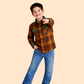 Boys Brown Checked Shirt with Denim Jeans | Stylish Casual Outfit Set (2-10 Years)