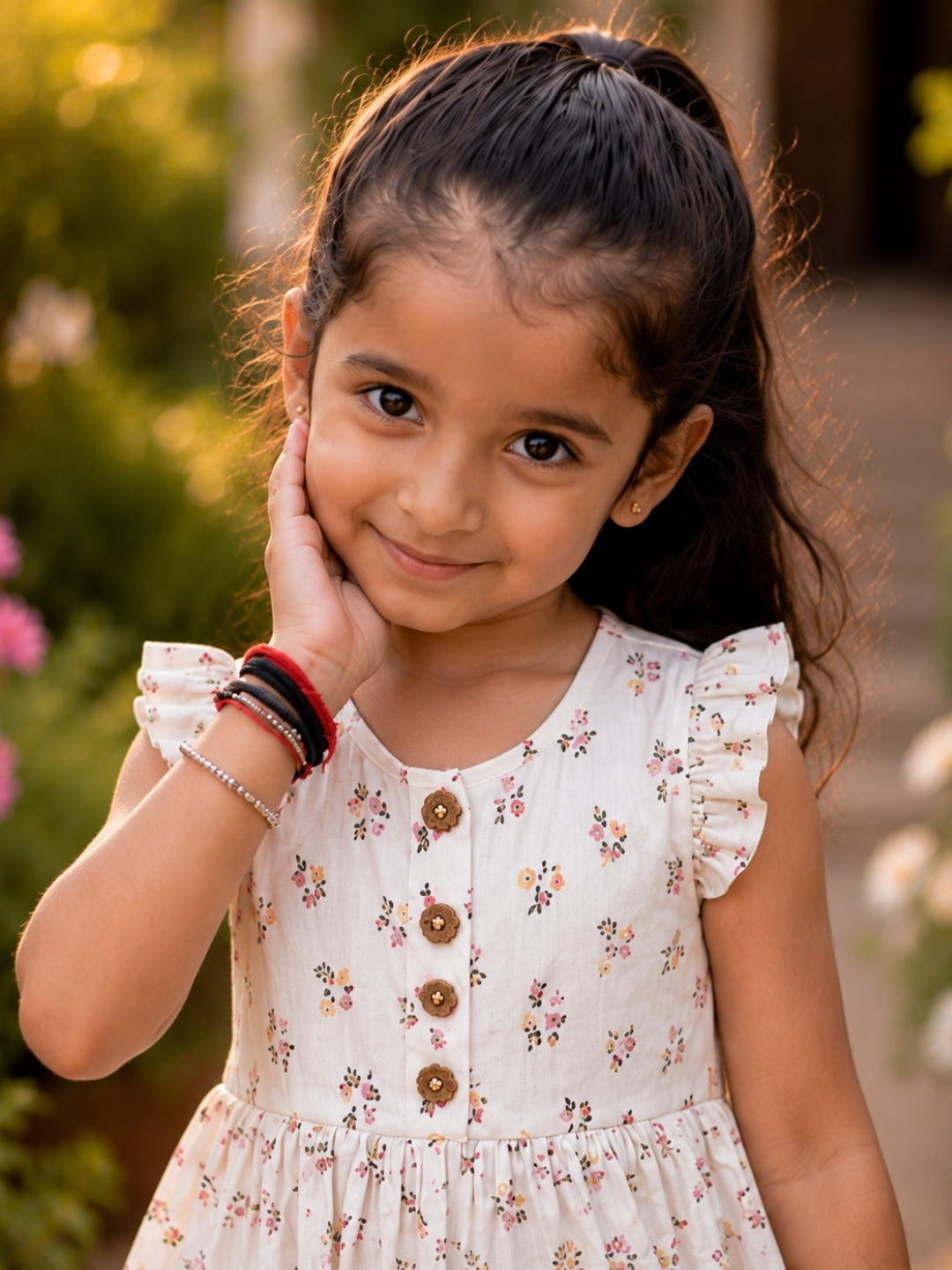 Girls Floral Cotton Co-Ord Set | Sleeveless Ruffle Top & Printed Shorts | Soft Summer Outfit | Casual Wear for Girls (2–8 Years)