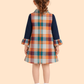 Girls Checkered A-Line Dress with Bow Collar | Stylish Winter Casual Outfit (1-6 Years)