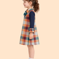 Girls Checkered A-Line Dress with Bow Collar | Stylish Winter Casual Outfit (1-6 Years)