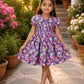 Girls Floral Cotton Frock Dress | Peter Pan Collar Printed Dress | Soft Casual Summer Dress for Girls