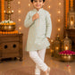 Boys Mint Green Embroidered Kurta Pajama Set | Premium Ethnic Wear for Kids | Festive, Wedding & Party Outfit (1–8 Years)