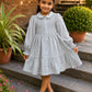 Girls Floral Cotton Dress | Peter Pan Collar Tiered Dress | Full Sleeve Casual Dress for Girls | Soft Everyday Wear