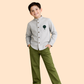 Boys Mandarin Collar Shirt with Olive Pants | Smart Casual Outfit Set (2-10 Years)