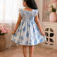 Girls Floral Smocked Cotton Dress | Ruffle Sleeve Casual Dress | Soft Summer Party Dress for Girls