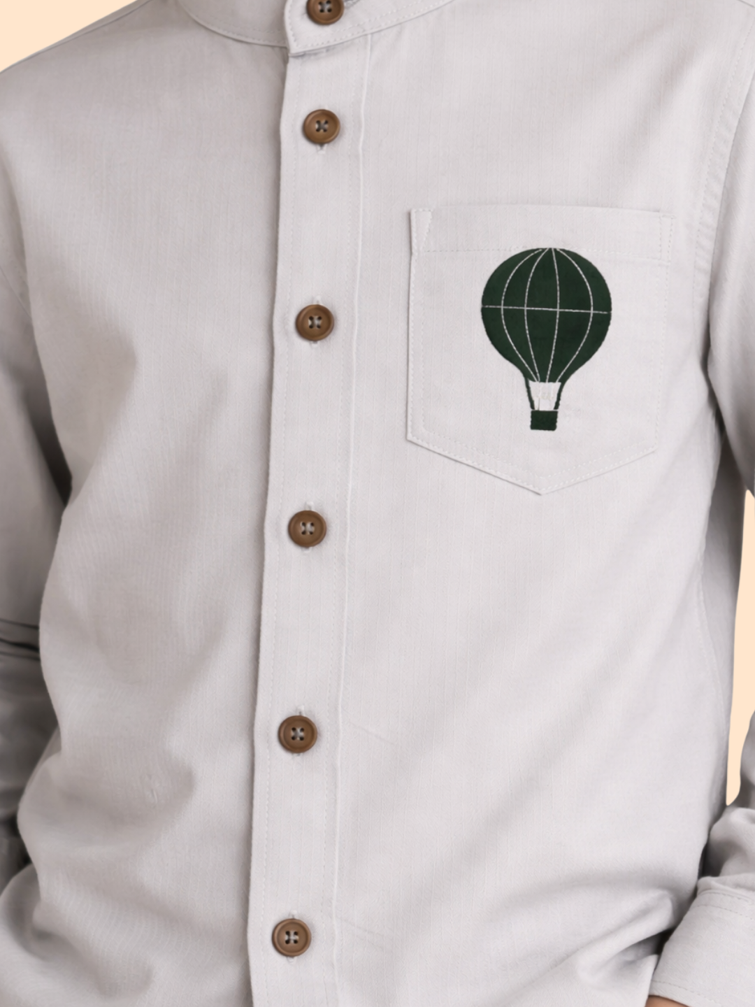 Boys Mandarin Collar Shirt with Olive Pants | Smart Casual Outfit Set (2-10 Years)