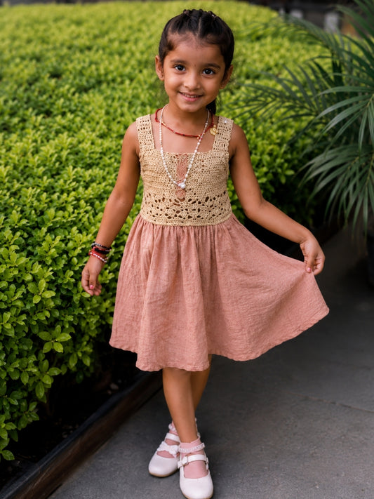 Girls Crochet Bodice Cotton Dress (2–8 Years)