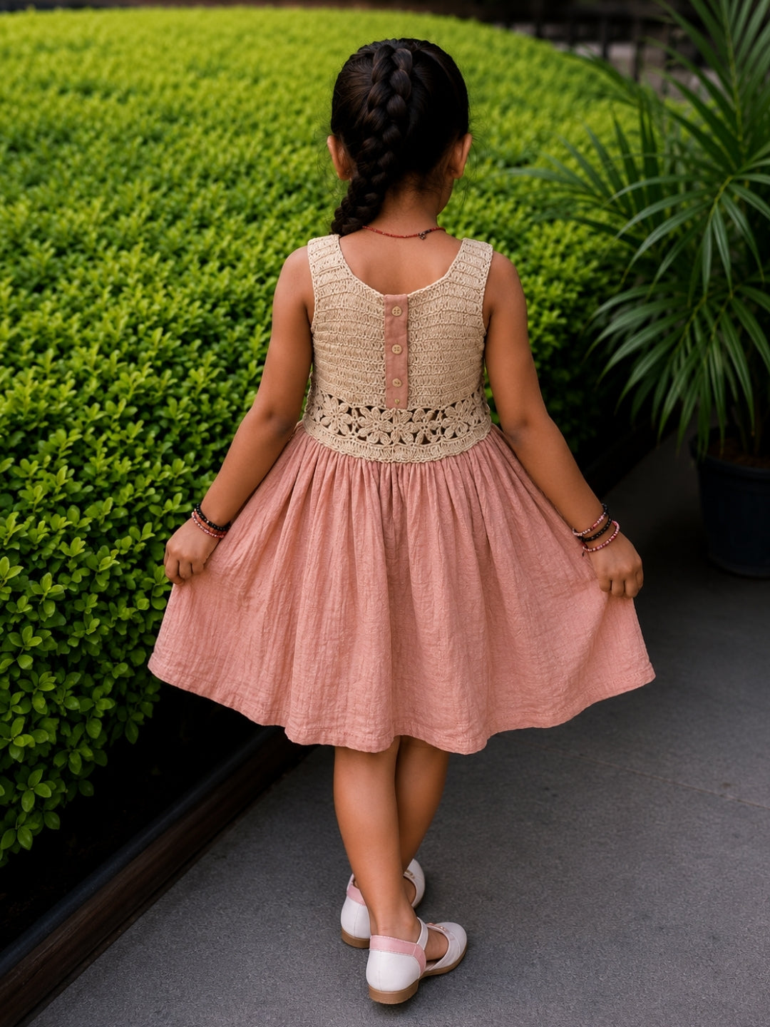 Girls Crochet Bodice Cotton Dress | Sleeveless Summer Dress | Boho Casual Dress for Girls | Soft Cotton Outfit