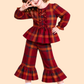 Girls Red Checked Peplum Top with Flared Pants | Stylish Party Outfit Set (2-10 Years)