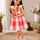 Girls Red & White Checked Cotton Dress | Peter Pan Collar Dress | Casual Party Wear Dress for Girls | Soft Cotton Frock