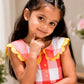 Girls Red & White Checked Cotton Dress | Peter Pan Collar Dress | Casual Party Wear Dress for Girls | Soft Cotton Frock