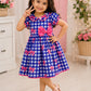 Girls Blue Checked Fit & Flare Dress with Pink Bow | Peter Pan Collar Cotton Dress | Casual Party Wear Dress for Girls